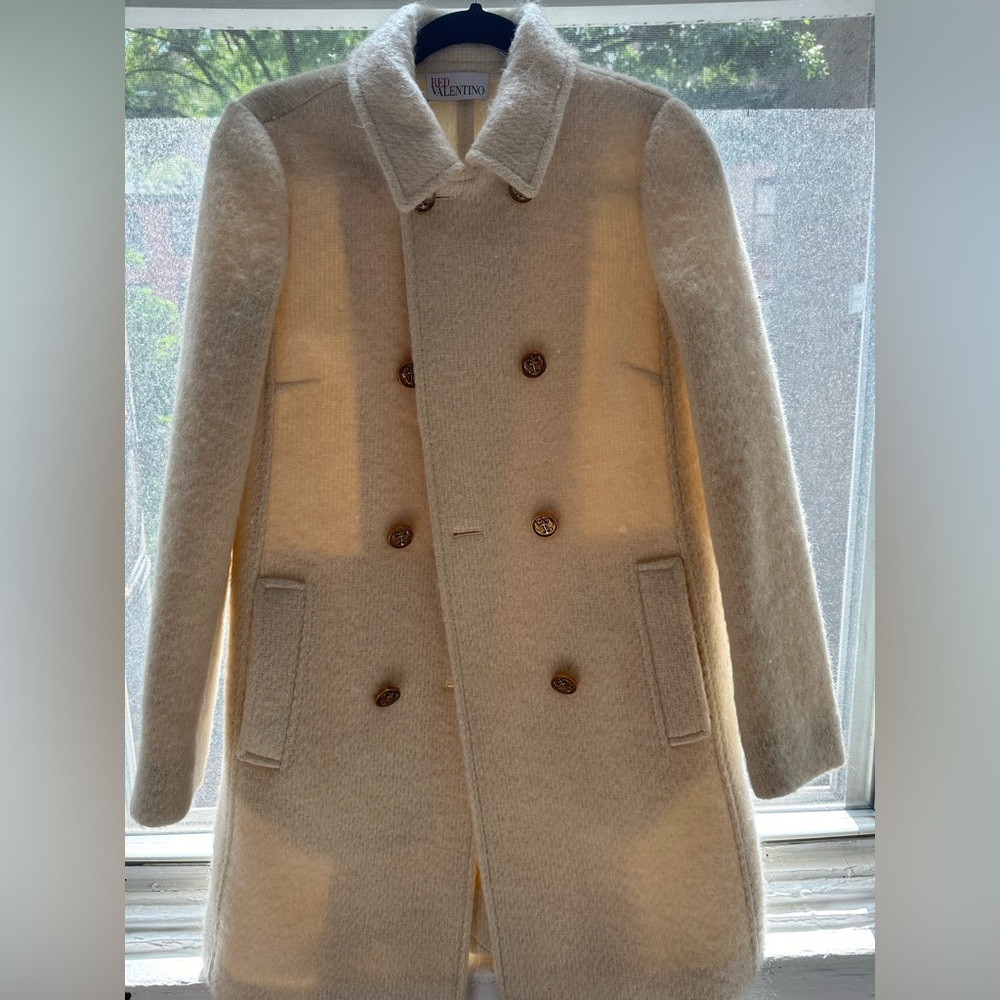 Valentino Beige Pea Coat & Skirt